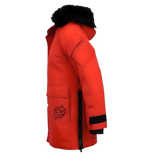 Enos Parka Jas Heren – Met Bontkraag – Rood