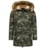 Enos Lange Heren Winterjas – Met Faux Bontkraag – Camouflage