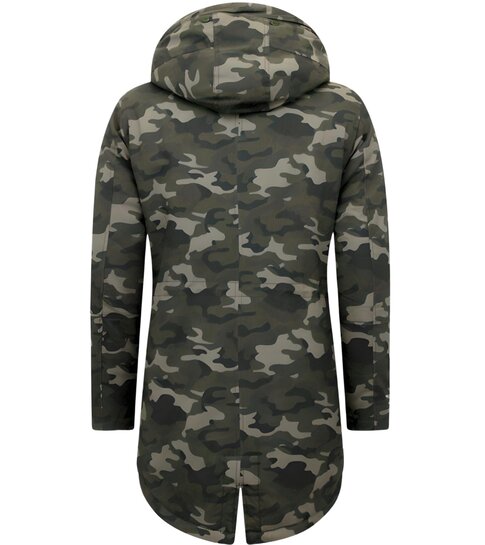 Enos Lange Heren Winterjas – Met Faux Bontkraag – Camouflage