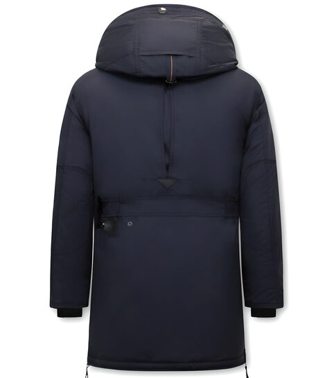 JUST KEY Lange Parka Heren met Capuchon - 1773 - Blauw