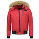 Heren Winterjas Kort - Echte Grote Bontkraag - Rood