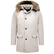 Heren Winterjas Parka met Grote Echte Bontkraag – Beige