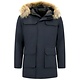 Parka Heren Winterjas met Grote Echte Bontkraag – Blauw