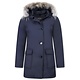 Bontjassen - Dames Winterjas Wooly Lang - Bontkraag - Parka Steekzakken - Blauw