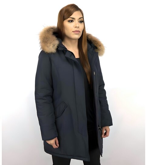 TheBrand Parka Jas Dames – Met Bontkraag  – Blauw