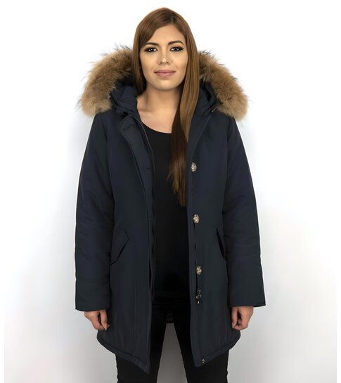 TheBrand Parka Jas Dames – Met Bontkraag  – Blauw