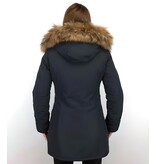 TheBrand Parka Jas Dames – Met Bontkraag  – Blauw