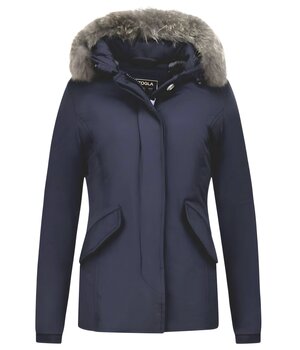 MATOGLA Bontjassen - Dames Winterjas Kleine Bontkraag - Blauw