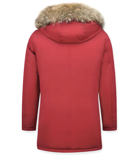 ENOS Parka Jas Heren  – Met Bontkraag  – Rood