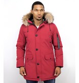 ENOS Parka Jas Heren  – Met Bontkraag  – Rood