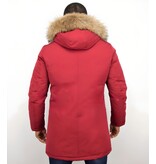 ENOS Parka Jas Heren  – Met Bontkraag  – Rood