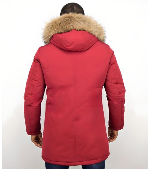 ENOS Parka Jas Heren  – Met Bontkraag  – Rood