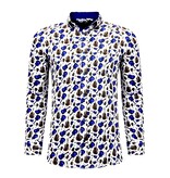 TONY BACKER Luxe  Heren Overhemden met Gitaar Print - 3069 - Wit/Blauw