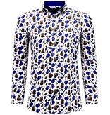 TONY BACKER Luxe  Heren Overhemden met Gitaar Print - 3069 - Wit/Blauw