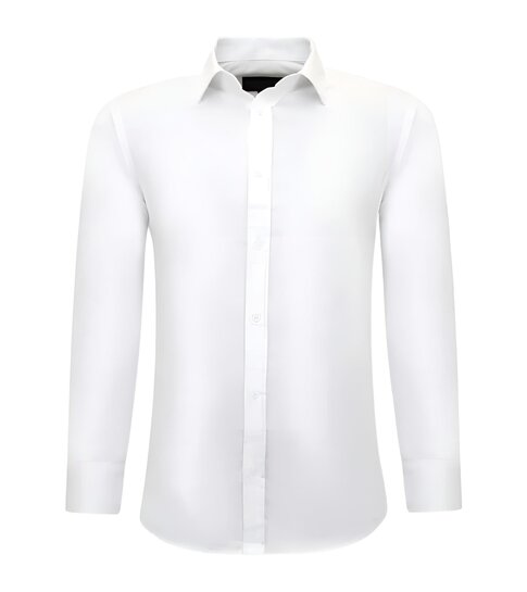 TONY BACKER Luxe Trendy Blanco Overhemden Heren - Slim Fit - 3079 - Wit