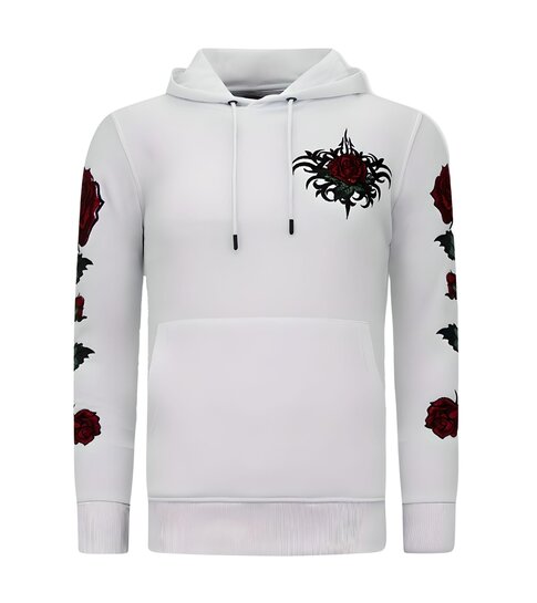 LF Amsterdam Heren Hoodie - Love & Roses - 11-6526 - Wit