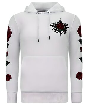 LF Amsterdam Heren Hoodie - Love & Roses - 11-6526 - Wit