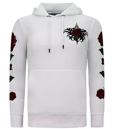 LF Amsterdam Heren Hoodie - Love & Roses - 11-6526 - Wit