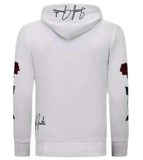 LF Amsterdam Heren Hoodie - Love & Roses - 11-6526 - Wit