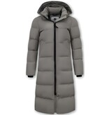 MATOGLA Lange Getailleerde Puffer Jas Dames  - 8606 - Grijs