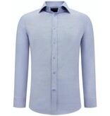 Gentile Bellini Zakelijke Effen Oxford Overhemd Heren - Slim Fit Stretch-  Blauw