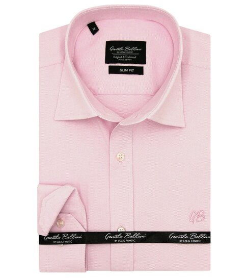 Gentile Bellini Nette Oxford Hemd voor Mannen - Slim Fit Stretch - Roze