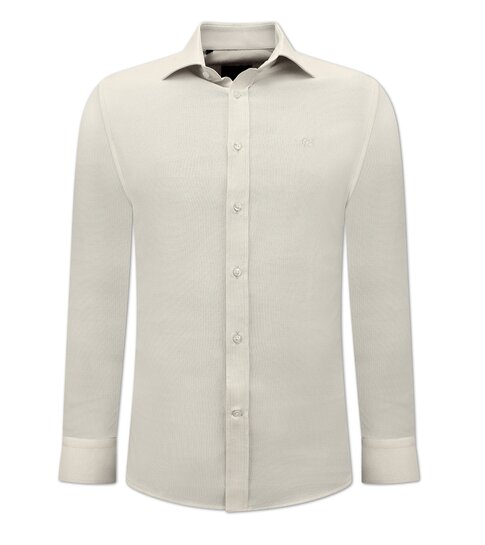 Gentile Bellini Oxford Effen Blouse  Heren - Slim Fit Stretch - Beige