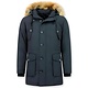 Lange Winterjas Heren met Grote Echte Bontkraag – Blauw