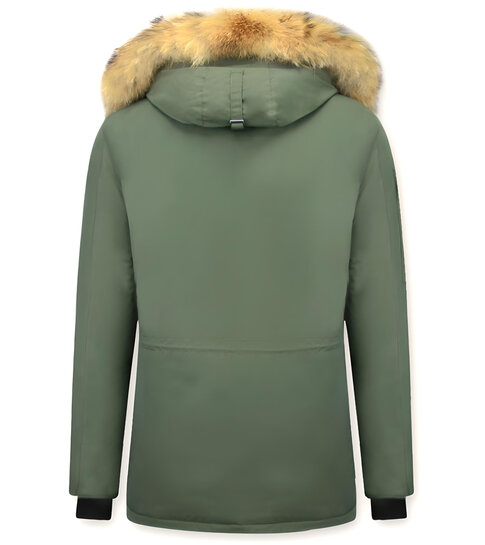 Beluomo Lange Parka jas Heren  – Met Bontkraag  – Groen