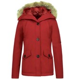 TheBrand Winterjassen - Dames Winterjas Canada Kort - Bontkraag - Rood