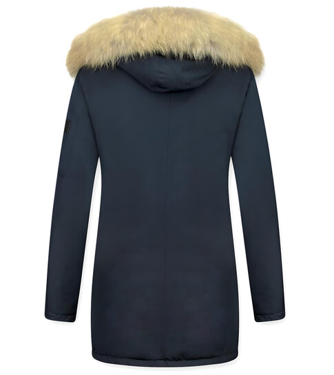 TheBrand Lange Parka Jas Dames – Met Bontkraag – Blauw