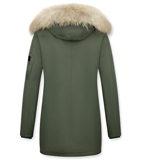 TheBrand Lange Parka Jas Dames – Met Bontkraag – Groen