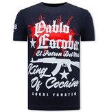 Local Fanatic Pablo Escobar Print Heren T-shirt - Navy