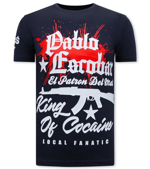 Local Fanatic Pablo Escobar Print Heren T-shirt - Navy