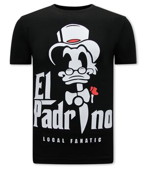 Local Fanatic EL Padrino Print Heren T-shirt - Zwart