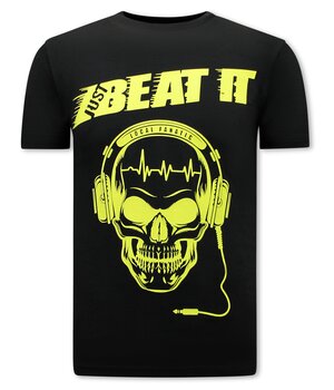 Local Fanatic Just Beat It  Print Heren T-shirt - Zwart