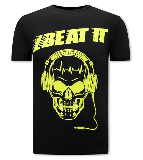 Local Fanatic Just Beat It  Print Heren T-shirt - Zwart