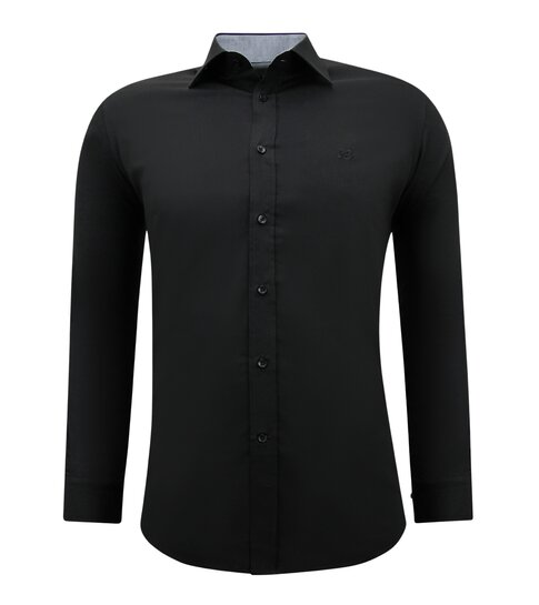 Gentile Bellini Business Overhemd Voor Heren - Slim Fit Blouse Stretch - Zwart