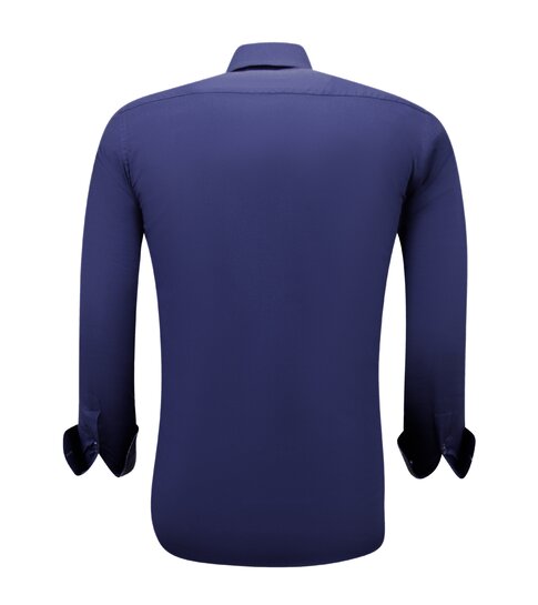 Gentile Bellini Nette Getailleerde Overhemden Heren - Slim Fit Blouse Stretch - Blauw