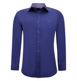 Gentile Bellini Nette Getailleerde Overhemden Heren - Slim Fit Blouse Stretch - Blauw