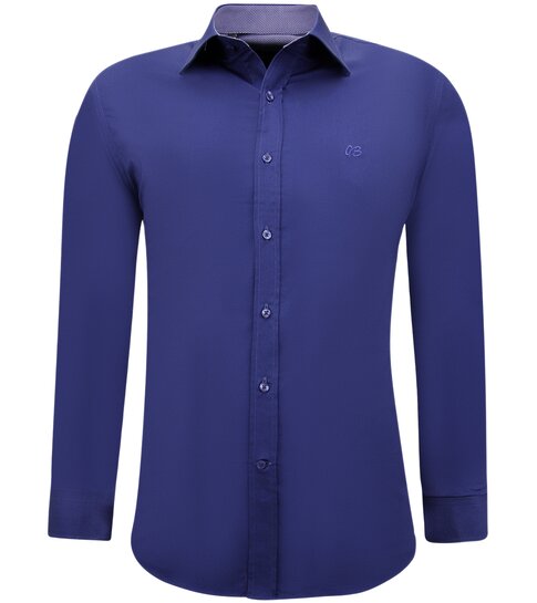 Gentile Bellini Nette Getailleerde Overhemden Heren - Slim Fit Blouse Stretch - Blauw