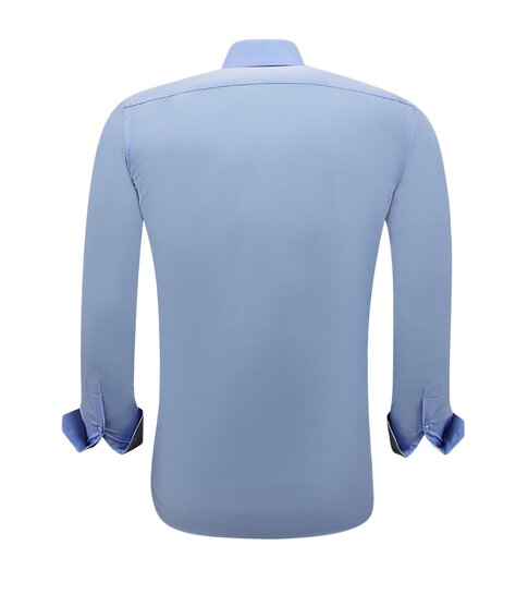 Gentile Bellini Business Heren Overhemden Lange Mouw - Slim Fit Blouse Stretch - Blauw