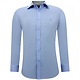 Business Heren Overhemden Lange Mouw - Slim Fit Blouse Stretch - Blauw