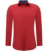 Gentile Bellini Zakelijke Katoenen Overhemd Heren -  Slim Fit Blouse Stretch -Rood