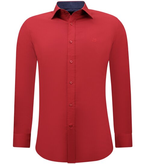 Gentile Bellini Zakelijke Katoenen Overhemd Heren -  Slim Fit Blouse Stretch -Rood