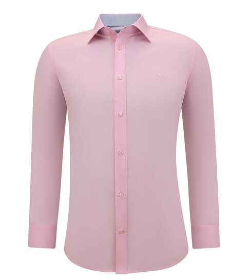 Gentile Bellini Overhemden Heren Lange Mouw - Effen  Blouse Slim Fit - Roze