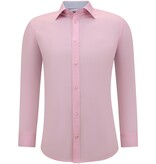 Gentile Bellini Overhemden Heren Lange Mouw - Effen  Blouse Slim Fit - Roze