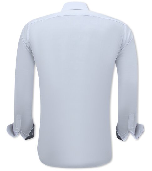 Gentile Bellini Nette Overhemden Voor Mannen - Slim Fit Blouse Stretch - Wit