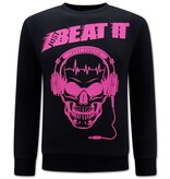 Local Fanatic Just Beat It Print Heren Sweater - Zwart