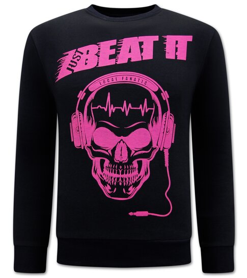 Local Fanatic Just Beat It Print Heren Sweater - Zwart